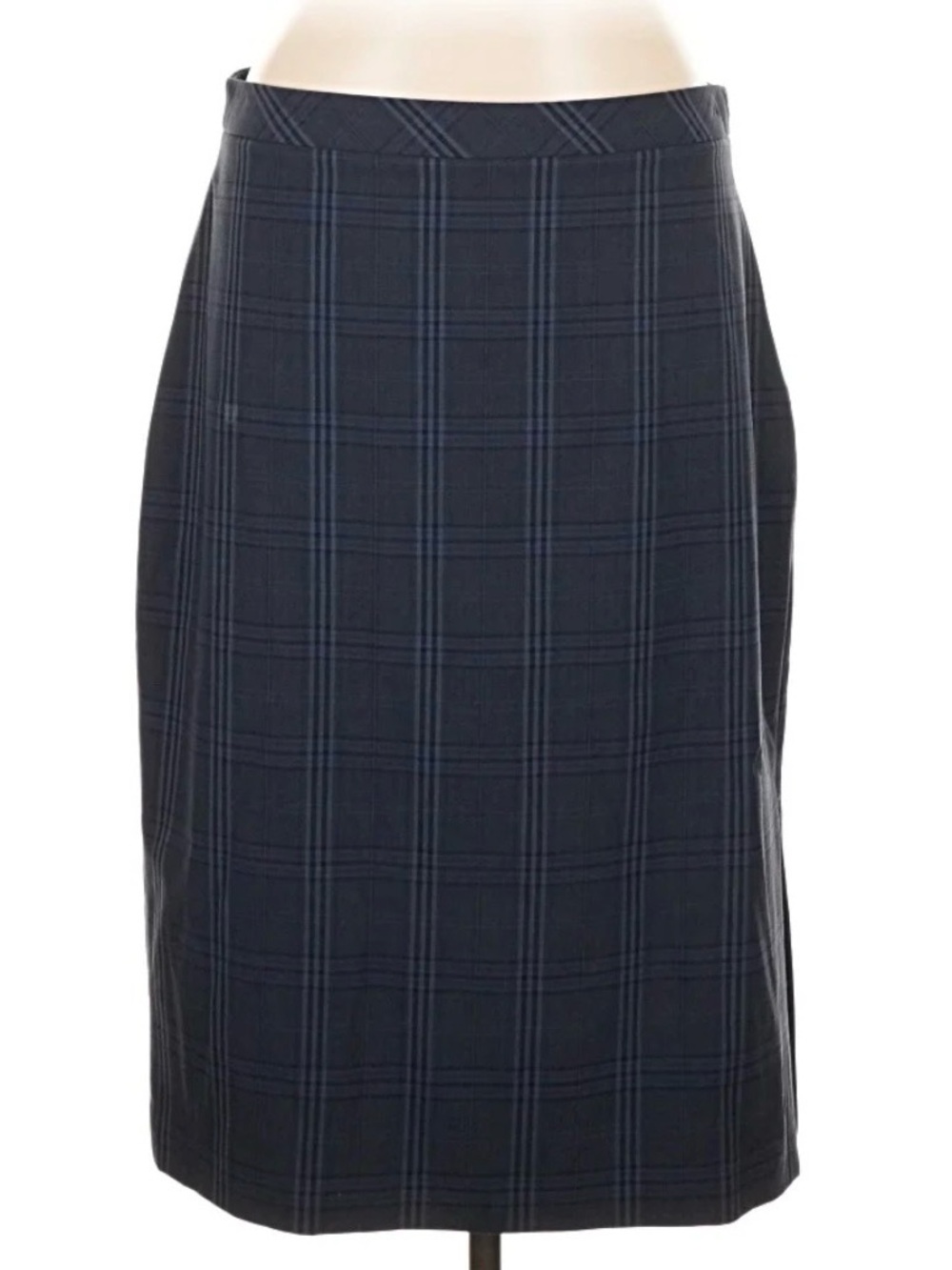 Banana Republic Navy Plaid Pencil Skirt